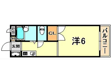 ヴィラ六甲(ワンルーム/1階)の間取り写真