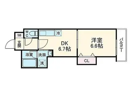 CLAIRTOWER(1DK/7階)の間取り写真