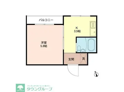 ピア豪徳寺II(1K/1階)の間取り写真