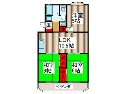 第2末広マンション(3LDK/3階)の間取り写真