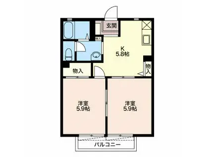 クリーンハイツA(2K/1階)の間取り写真