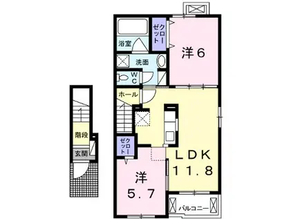 コンコルドラファイエットII(2LDK/2階)の間取り写真