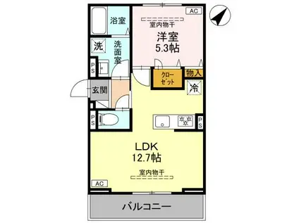 ルミナスプレイス(1LDK/3階)の間取り写真