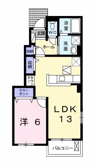 ノドル J(1LDK/1階)の間取り写真