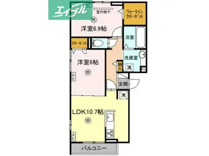 エマーブルMグラン I棟(2LDK/2階)の間取り写真