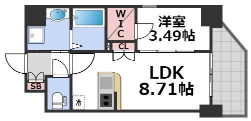 サムティ京橋CLEAR(1LDK/12階)の間取り写真