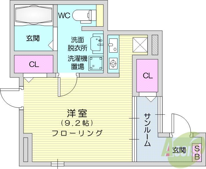 メゾン メルヴェーユⅡ(1K/1階)の間取り写真