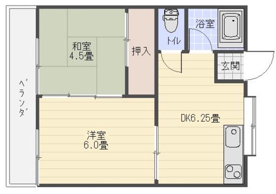 コーポ楠木(2DK/1階)の間取り写真