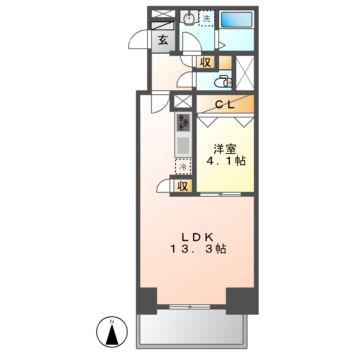 プレサンス広小路通葵(1LDK/8階)の間取り写真