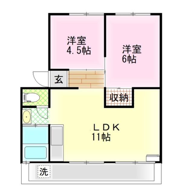 エクスト宮前I(2LDK/4階)の間取り写真