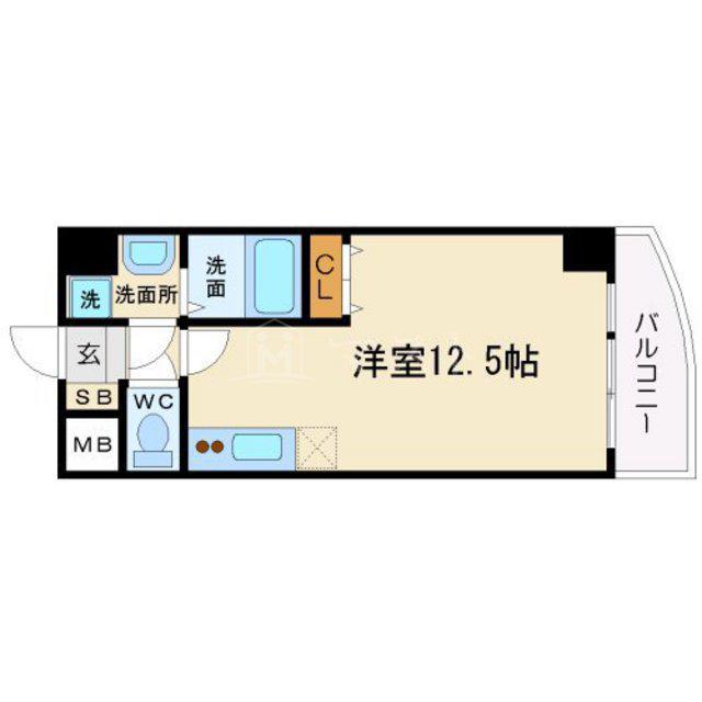 エスタブレ南森町(ワンルーム/6階)の間取り写真
