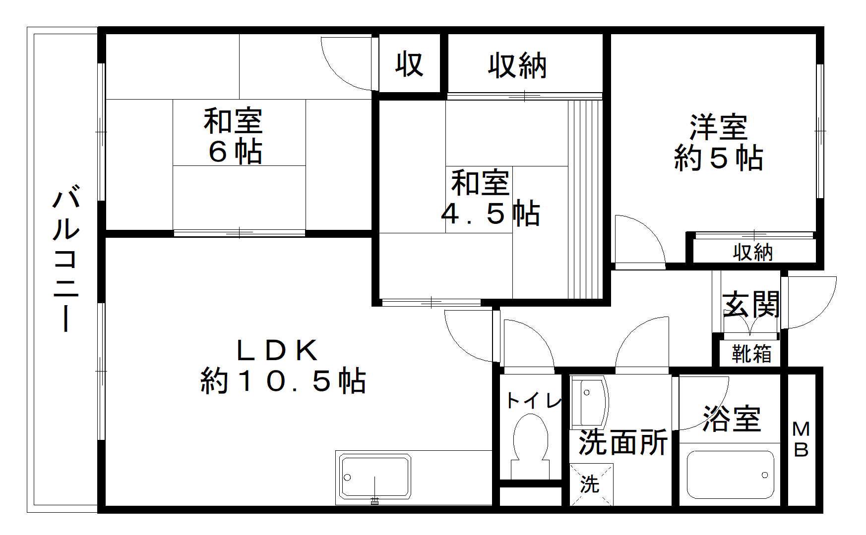 ショアフィールド(1K/4階)の間取り写真