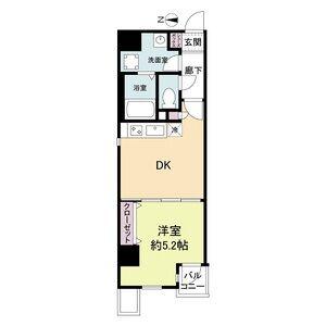 レジディア堺筋本町(1DK/4階)の間取り写真