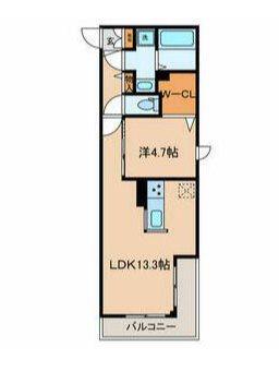 グランデポルタ調布(1LDK/2階)の間取り写真