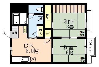 ドエル立石(2LDK/1階)の間取り写真