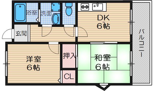 ルヴェール太田(2DK/2階)の間取り写真