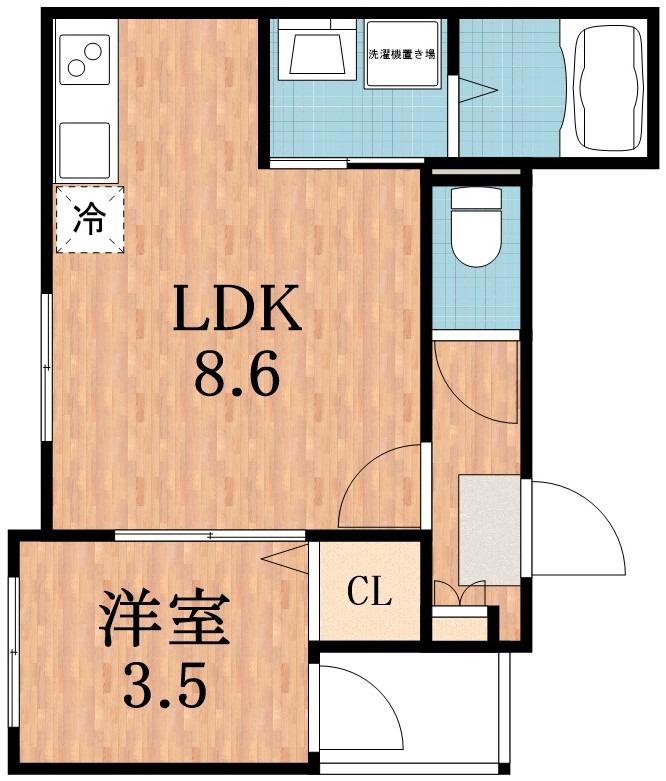 ハーモニーテラス今林(1LDK/2階)の間取り写真