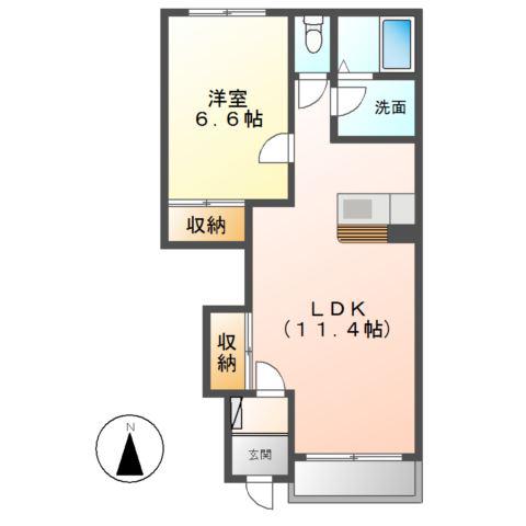 ヴェールメゾン(1LDK/1階)の間取り写真
