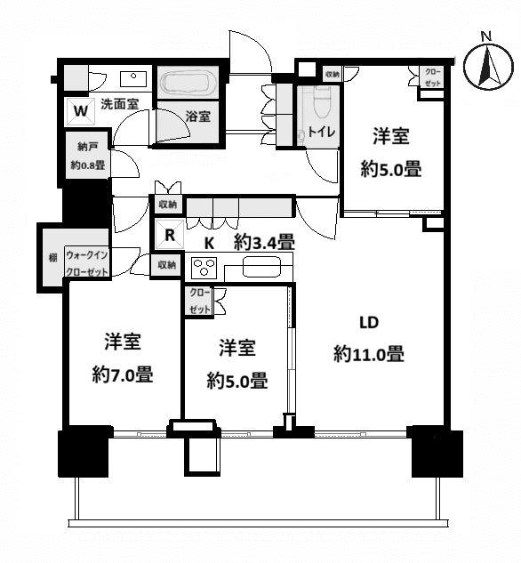HARUMI FLAG PARK VILLAGE(3LDK/3階)の間取り写真