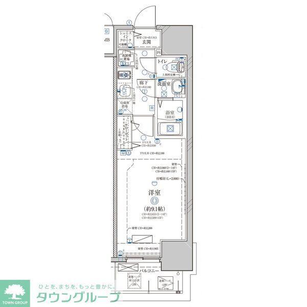 ディアレイシャス浅間町(1K/14階)の間取り写真