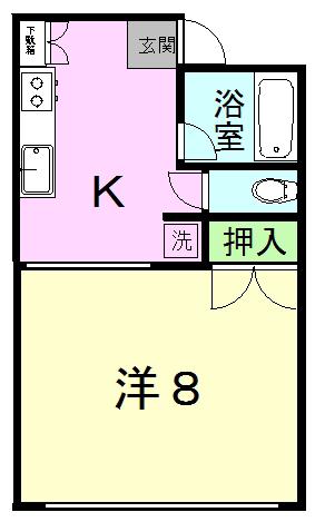 JOY HOUSE V(1K/1階)の間取り写真
