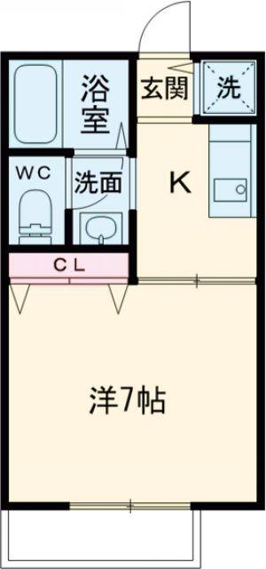 ドミール広野(1K/1階)の間取り写真
