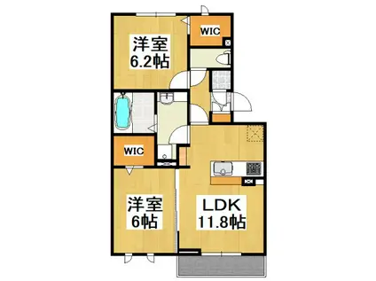 ロイジェントパークスレイクタウンII G(2LDK/2階)の間取り写真