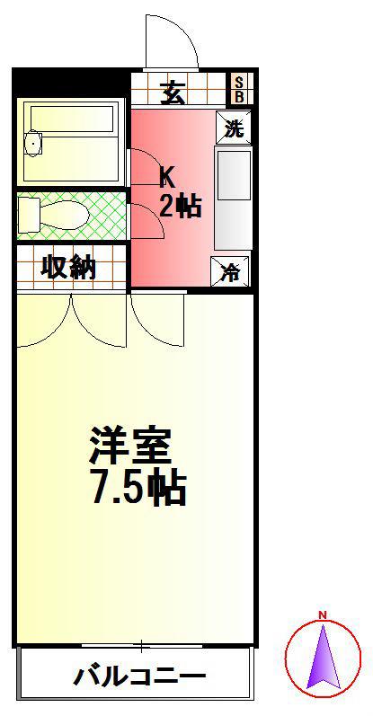 荒川マンション(1K/2階)の間取り写真