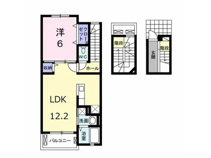 BERUSIONNYAMATE(1LDK/3階)の間取り写真