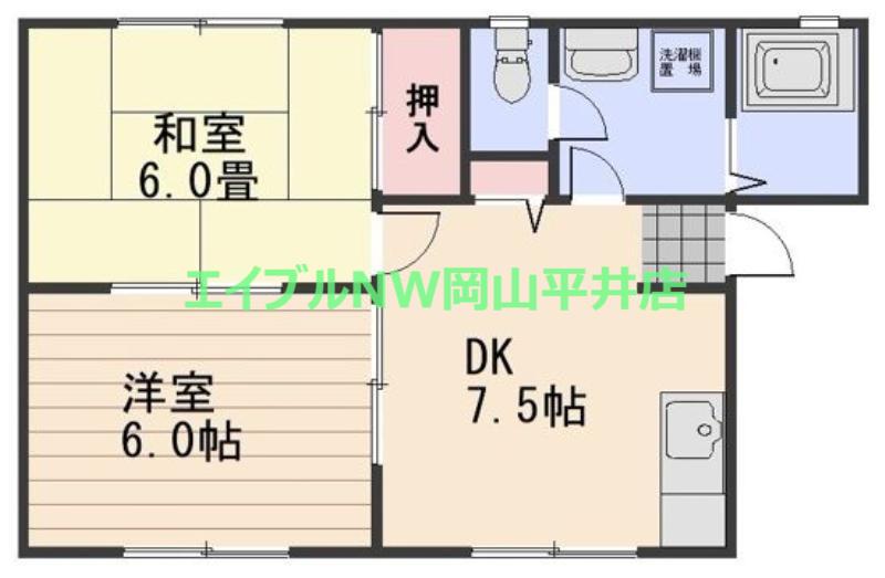 サンライフ四御神(2DK/2階)の間取り写真