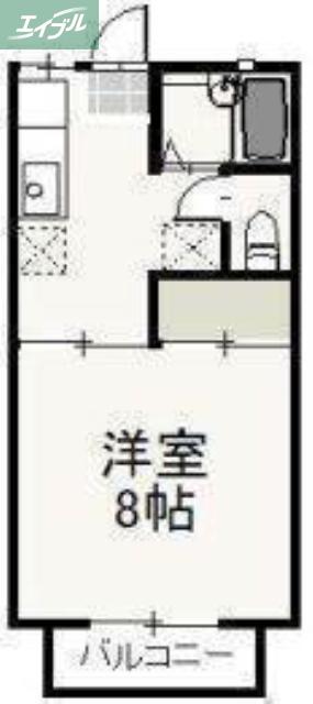 ドミール小川(1K/2階)の間取り写真