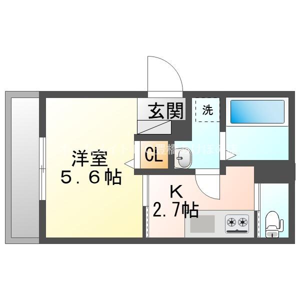 WHITE HOUSE(1K/1階)の間取り写真