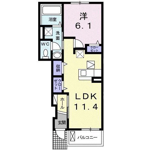 スパーツィオ カルド(1LDK/1階)の間取り写真