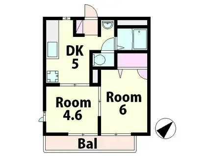 ディアス・ST(2K/2階)の間取り写真