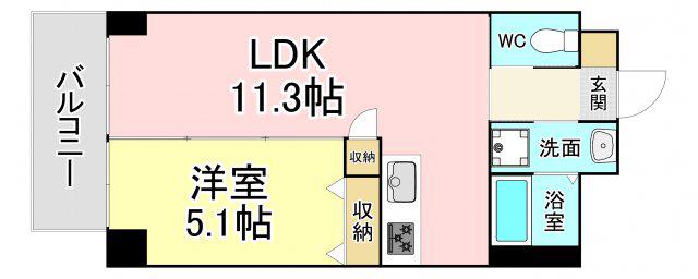 MDIフォレストガーデン三ヶ森(1LDK/5階)の間取り写真