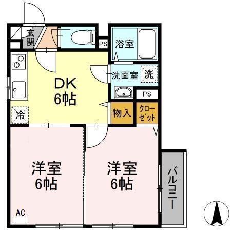 カーサニコル V(2DK/2階)の間取り写真
