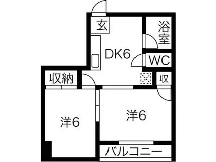 ラパンジール日本橋(2DK/6階)の間取り写真