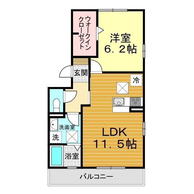 アンベル新山口(1LDK/1階)の間取り写真