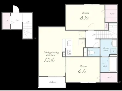 寅林様マンション(2LDK/2階)の間取り写真