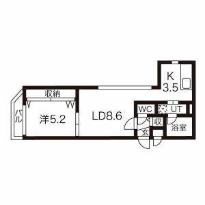 ENCORE札幌(1LDK/4階)の間取り写真