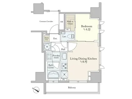 ピアース麻布十番(1LDK/8階)の間取り写真