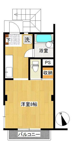 京王線 中河原駅 徒歩13分 2階建 築36年(1K/1階)の間取り写真