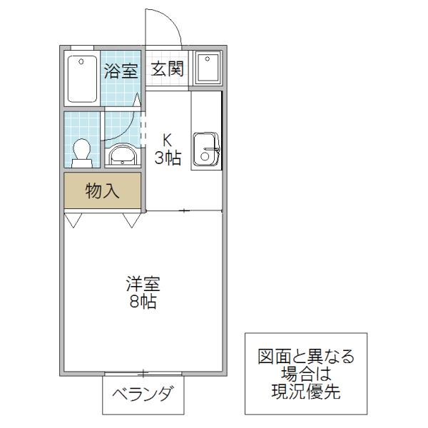 ルミエール青柳(1K/1階)の間取り写真
