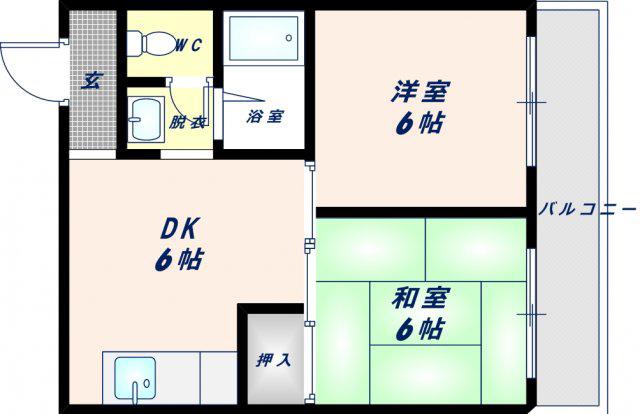 コーポカロッサ(2DK/4階)の間取り写真