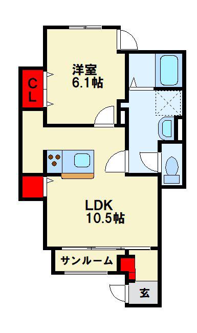 クオーレ(1LDK/1階)の間取り写真