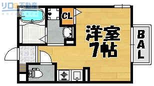 ボナール(ワンルーム/2階)の間取り写真