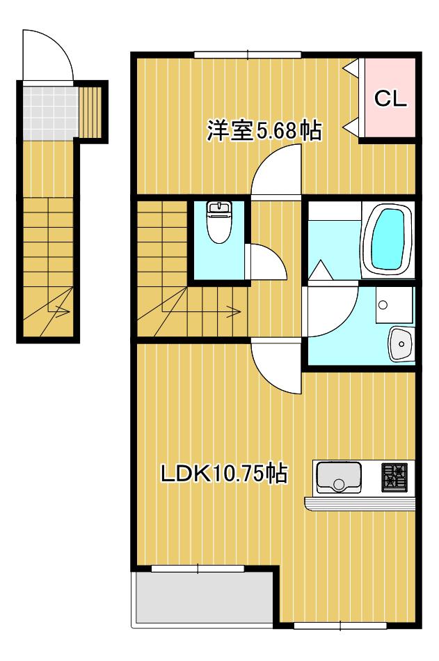 MYESTATE 旭本町 西棟(1LDK/2階)の間取り写真