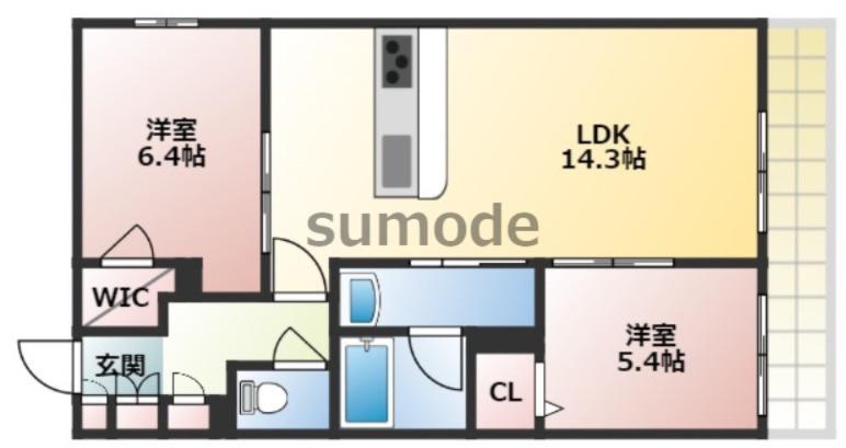 LA CASA VIVACE(2LDK/2階)の間取り写真