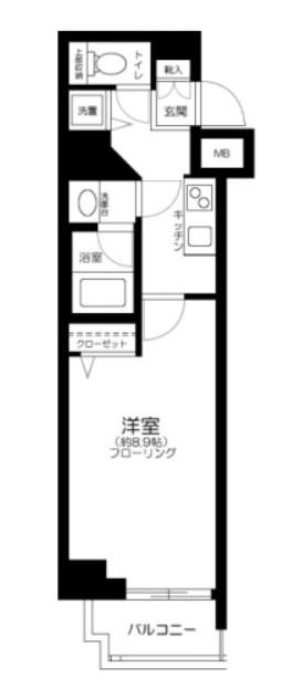 ガリシアヒルズ六本木(1K/4階)の間取り写真