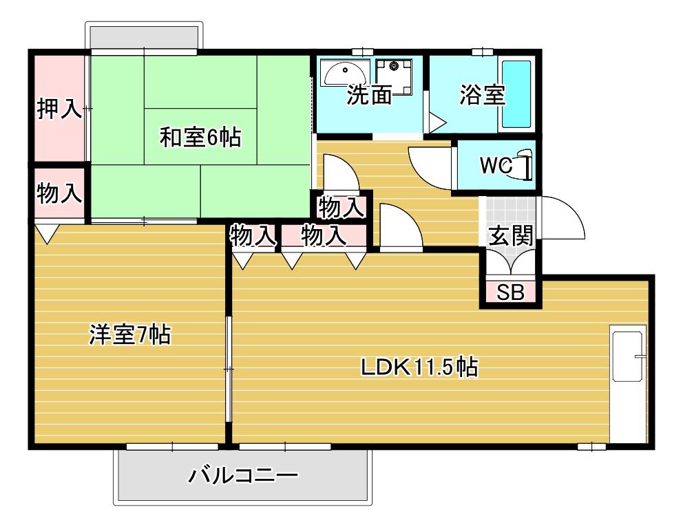 ローンコート(2LDK/2階)の間取り写真